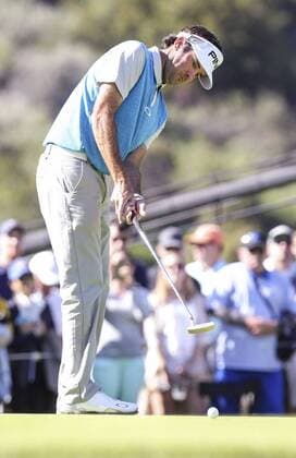 Feb. 21, 2016 - Los Angeles, California, U.S - Bubba Watson looks at his shot on the final round of the PGA Golf Herren Tour Northern Trust Open golf tournament at Riviera Country Club on February 21, 2016, in Los Angeles. Bubba Watson won the Northern Trust Open. Bubba Watson Wins Northern Trust Open 2016 - ZUMAc68_