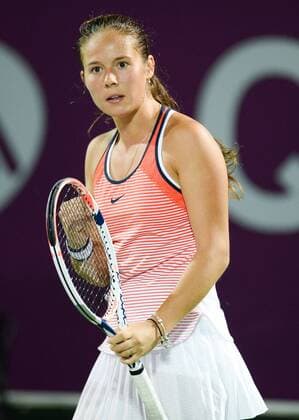 (160222) -- DOHA, Feb. 22, 2016 -- Daria Kasatkina of Russia celebrates scoring over Wang Qiang of China during the women s singles first round match at WTA Tennis Damen Qatar Open 2016 in Doha, Qatar, Feb. 21, 2016. Kasatkina won 2-1. ) (SP)QATAR-DOHA-TENNIS-QATAR OPEN 2016-WOMEN S SINGLES Nikku 