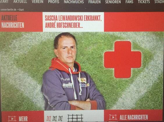 Fussball, Herren, Saison 2015 16, 2. Bundesliga, 1. FC Union Berlin, Meldung der offiziellen Vereinsseite, dass Trainer Sascha Lewandowski erkrankt ist und Co-Trainer Andre Hofschneider ihn vertreten wird, 23.02. 2016,