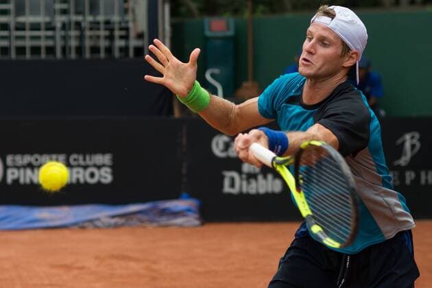 Tennis, ATP-Turnier in Sao Paulo Feb. 23, 2016 - Sao Paulo, Sao Paulo, Brazil - Blaz Rola (SLO) during match of Brasil Open 2016 Tennis tournament in Sao Paulo, Brazil. Brasil Open 2016 - ZUMAm145