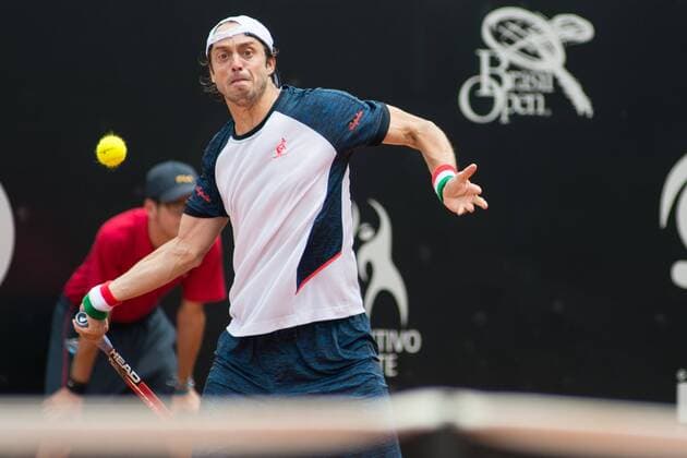 Tennis, ATP-Turnier in Sao Paulo Brazil Open Tennis SA??O PAULO, Brazil - 02 23 2016: BRAZIL OPEN DE TE??NIS - The tennis player Paolo Lorenzi during Brazil Open Te??nis held at Clube Pinheiros, West Side. (Photo: Alexandre Moreira FotoArena)  AlexandrexMoreira