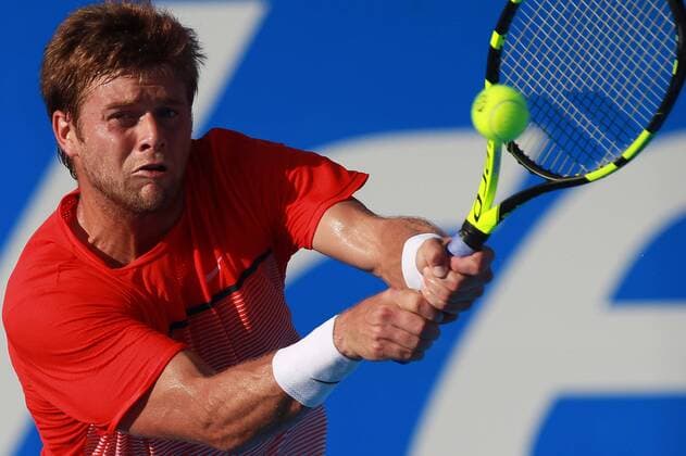 US tennis player Ryan Harrison and Croatian Marin Cilic in action during a Mexico Tennis Open match held in Acapulco, Guerrero, Mexico, 23 February 2016. MEXICO TENNIS OPEN !ACHTUNG: NUR REDAKTIONELLE NUTZUNG!  MEX04 20160224-635918750730481413