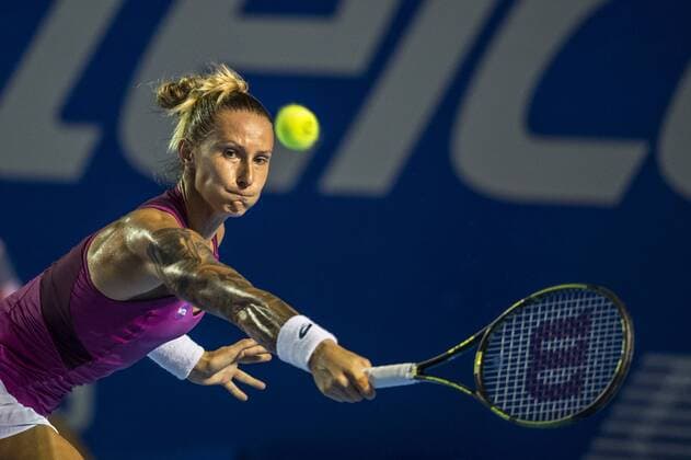 Polona Hercog of Slovenia competes during the women s singles first round match against Victoria Azarenka of Belarus at the Mexican Open 2016 in Acapulco, Mexico, on Feb. 23, 2016. Jesus Espinosa) (jp) (sp) (SP)MEXICO-ACAPULCO-TENNIS-MEXICAN OPEN e JesusxEspinosa 