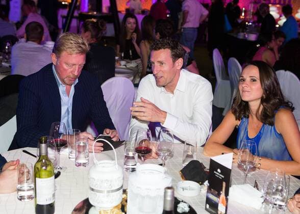 Dubai ATP Tennis Herren Players Party,L-R. Boris Becker, Patrik Kuehnen und Ehefrau Katharina,privat, Tennis - Dubai Duty Free Tennis Championships - ATP - - Dubai - - United Arab Emirates - 23 February 2016. Â