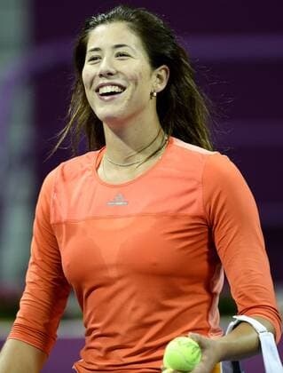 (160225) -- DOHA, Feb. 25, 2016 -- Garbine Muguruza of Spain reacts during the singles third round match against Timea Babos of Hungary at the WTA Tennis Damen Qatar Open 2016 in Doha, Qatar, Feb. 24, 2016. Garbine Muguruza won 2-0. ) (SP)QATAR-DOHA-TENNIS-WTA QATAR OPEN 2016 Nikku 