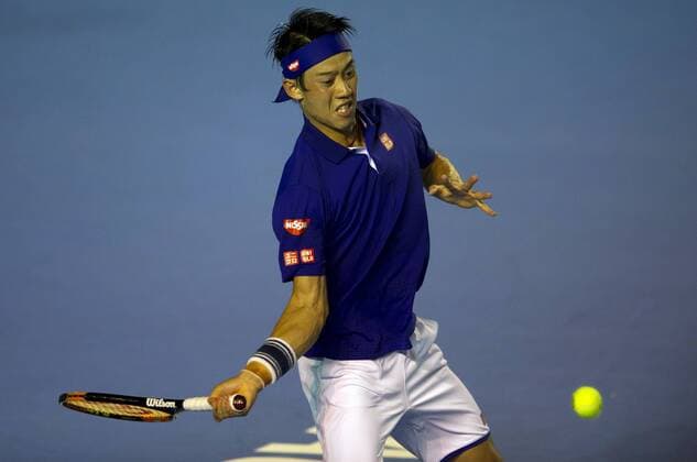 (160225) -- GUERRERO, Feb 25, 2016 -- Japan s Kei Nishikori returns the ball to U.S.Sam Querrey during the men s singles second round match, at the Mexican Open 2016, in Acapulco, state of Guerrero, Mexico, on Feb. 24, 2016. Sam Querrey won the match. ) (vf) (SP)MEXICO-GUERRERO-TENNIS-OPEN JESUSxESPINOSA 