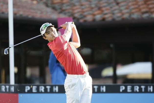 25.02.2016. Perth, Australia. ISPS HANDA Perth International Golf. Previous Winner of the tournament Jin Jeong (KOR) hits his first shot for the tournament on tee 1 day 1. xActionxPlusxOperationsx  ActionPlus11710793