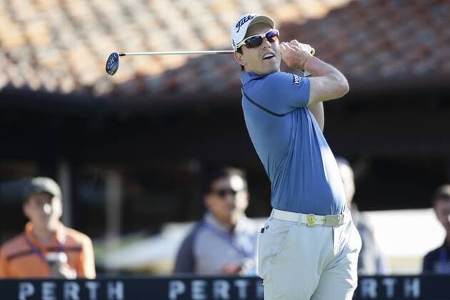 25.02.2016. Perth, Australia. ISPS HANDA Perth International Golf. Daniel Valente (AUS) hits his first shot for the tournament on tee 1 day 1. xActionxPlusxOperationsx  ActionPlus11710797
