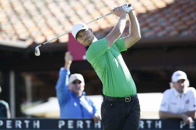 25.02.2016. Perth, Australia. ISPS HANDA Perth International Golf. Jens Fahrbring (SWE) hits his first shot for the tournament on tee 1 day 1. xActionxPlusxOperationsx  ActionPlus11710807