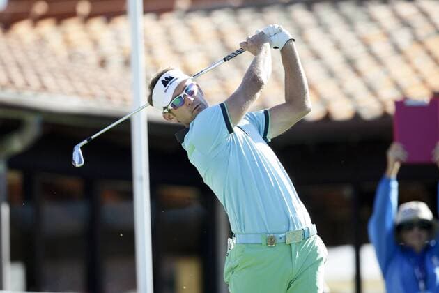 25.02.2016. Perth, Australia. ISPS HANDA Perth International Golf. Berry Henson (USA) hits his first shot for the tournament on tee 1 day 1. xActionxPlusxOperationsx  ActionPlus11710809