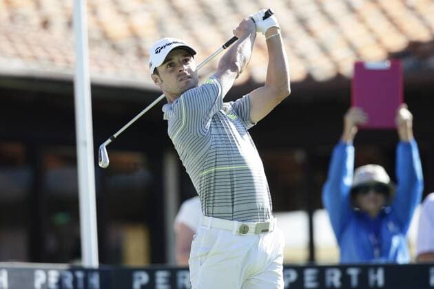 25.02.2016. Perth, Australia. ISPS HANDA Perth International Golf. Javi Colomo (ESP) hits his first shot for the tournament on tee 1 day 1. xActionxPlusxOperationsx  ActionPlus11710811