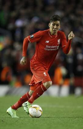 Roberto Firmino of Liverpool - UEFA Europa League - Liverpool vs FC Augsburg - Anfield Stadium - Liverpool - England - 25th February 2016 - Pic Simon Bellis Sportimage EDITORIAL USE ONLY. No use with unauthorised audio, video, data, fixture lists, club league logos or live services. Online in-match use limited to 120 images, no video emulation. No use in betting, games or single club league player publications.