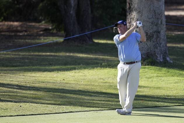 26.02.2016. Perth, Australia. ISPS HANDA Perth International Golf. Anthony Wall watches his shot on the 11th fairway during day 2. xDavidxWoodleyx  ActionPlus11711133