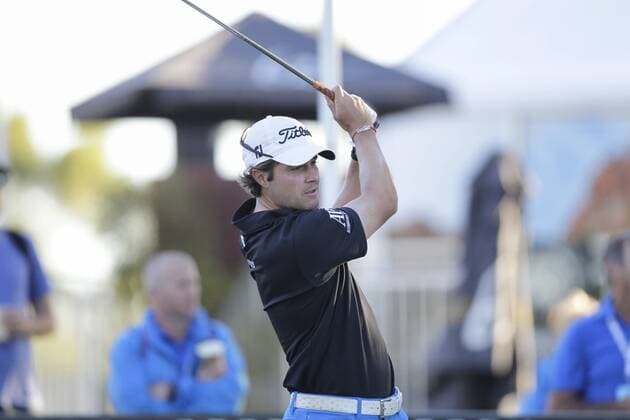 26.02.2016. Perth, Australia. ISPS HANDA Perth International Golf. Course leader Peter Uihlein (USA) tees off on the 10th to start day 2. xDavidxWoodleyx  ActionPlus11711135