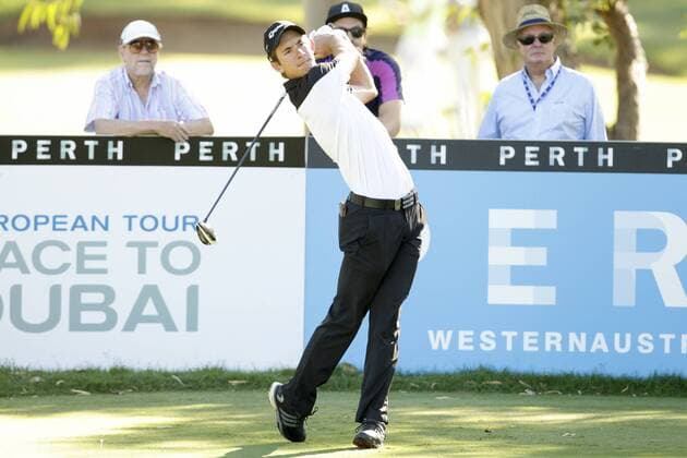 26.02.2016. Perth, Australia. ISPS HANDA Perth International Golf. Lucas Herbert (AUS) drives off the 13th tee during day 2. xDavidxWoodleyx  ActionPlus11711167