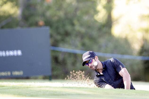 26.02.2016. Perth, Australia. ISPS HANDA Perth International Golf. James Nitties (AUS) plays out of the bunker at the 12th green during day 2. xDavidxWoodleyx  ActionPlus11711143