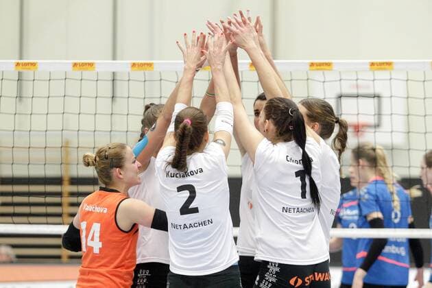 Volleyball 1. Bundesliga Frauen Saison 2015 2016 23. Spieltag am Freitag, 26. Februar 2016 in der CU Arena in Hamburg: VT Aurubis Hamburg - Ladies in Black Aachen Jubel, Ladies in Black Aachen VT Aurubis Hamburg - Ladies in Black Aachen