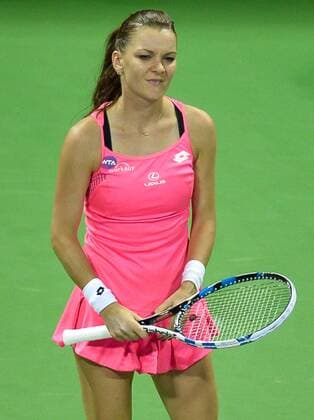 (160227) -- DOHA, Feb. 26, 2016 -- Agnieszka Radwanska of Poland reacts during the women s singles semi-final match against Carla Suarez Navarro of Spain at the WTA Tennis Damen Qatar Total Open 2016 in Doha, Qatar Feb. 26, 2016. Carla Suraez Navarro won 2-0. ) (SP)QATAR-DOHA-TENNIS-WTA QATAR OPEN 2016 Nikku 