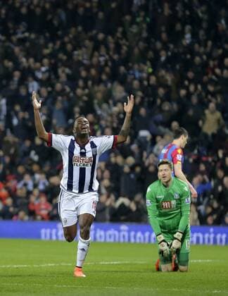 Saido Berahino celebrates scoring the third goal of the game for West Bromwich Albion - Football - Barclays Premier League - West Bromwich Albion vs Crystal Palace - The Hawthorns West Bromwich - Season 2015 2016 - 27th February 2016 - Photo Malcolm Couzens Sportimage EDITORIAL USE ONLY. No use with unauthorised audio, video, data, fixture lists, club league logos or live services. Online in-match use limited to 120 images, no video emulation. No use in betting, games or single club league player publications.