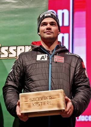 ALPINE SKIING - FIS WC Hinterstoder HINTERSTODER,AUSTRIA,27.FEB.16 - ALPINE SKIING - FIS World Cup, Super G, men. Image shows Vincent Kriechmayr (AUT), award ceremony. GEPAxpictures xM.xOberlaender