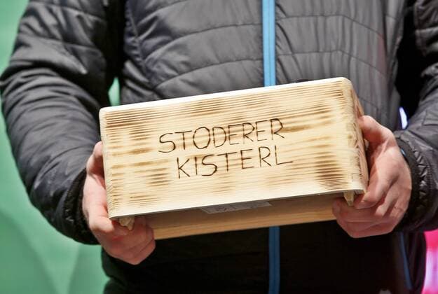 ALPINE SKIING - FIS WC Hinterstoder HINTERSTODER,AUSTRIA,27.FEB.16 - ALPINE SKIING - FIS World Cup, Super G, men. Image shows the Stoderer Kisterl of Vincent Kriechmayr (AUT), award ceremony. GEPAxpictures xM.xOberlaender