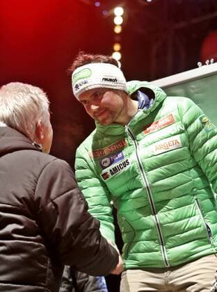 ALPINE SKIING - FIS WC Hinterstoder HINTERSTODER,AUSTRIA,27.FEB.16 - ALPINE SKIING - FIS World Cup, Super G, men. Image shows Bostjan Kline (SLO). Keywords: Stoeckli, award ceremony. GEPAxpictures xM.xOberlaender