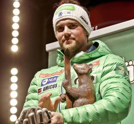 ALPINE SKIING - FIS WC Hinterstoder HINTERSTODER,AUSTRIA,27.FEB.16 - ALPINE SKIING - FIS World Cup, Super G, men. Image shows Bostjan Kline (SLO). Keywords: Stoeckli, award ceremony. GEPAxpictures xM.xOberlaender
