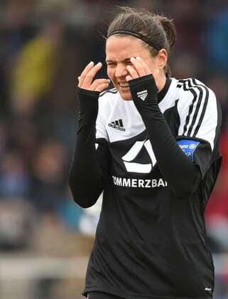 28.02.2016, xjhx, Fussball 1.Bundesliga Damen, 1.FFC Frankfurt - 1.FC Koeln, emspor, v.l. Dzsenifer Marozsan (1.FFC Frankfurt) celebrate the goal, Torjubel zum 2:0
