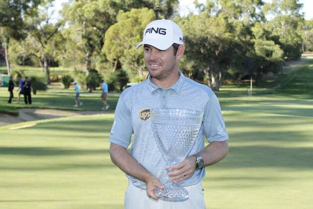 28.02.2016. Perth, Australia. ISPS HANDA Perth International Golf. Louis Oosthuizen winner of the tournament with the trophy. xDavidxWoodleyx  ActionPlus11712205