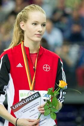 63. Deutsche Hallenmeisterschaften; Leipzig, 28.02.2016 Katarina Moegenburg (TSV Bayer 04 Leverkusen), 63. Deutsche Hallenmeisterschaften am 28.02.2016 in der Arena Leipzig, Leipzig (Deutschland). xdfx