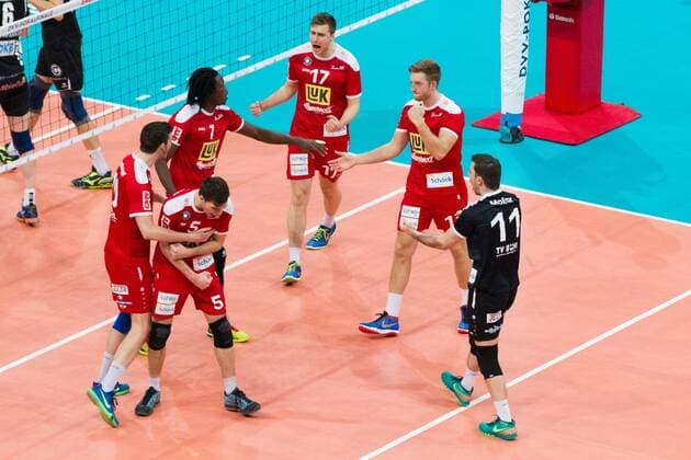 Mannheim Jubel Buehl; Volleyball DVV-Pokalfinale 2016, SAP-Arena, Mannheim Deutschland, 20160228; Finale Herren: TV Ingersoll Buehl vs Berlin Recycling Volleys Copyright: Wuechner Eibner-Pressefoto EP_NWR