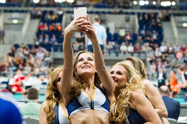 Mannheim Cheerleader; Volleyball DVV-Pokalfinale 2016, SAP-Arena, Mannheim Deutschland, 20160228; Finale Herren: TV Ingersoll Buehl vs Berlin Recycling Volleys Copyright: Wuechner Eibner-Pressefoto EP_NWR