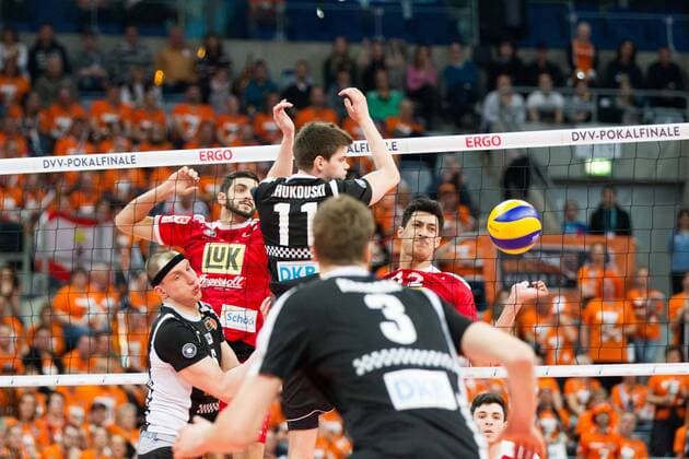 Mannheim ; Volleyball DVV-Pokalfinale 2016, SAP-Arena, Mannheim Deutschland, 20160228; Finale Herren: TV Ingersoll Buehl vs Berlin Recycling Volleys Copyright: Wuechner Eibner-Pressefoto EP_NWR