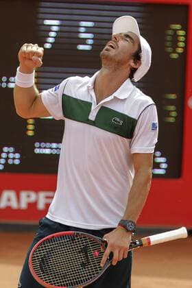 Uruguayan tennis player Pablo Cuevas celebrates after the final match of the Brazil Open against Spanish Pablo Carreno Busta in Sao Paulo, Brazil, 28 February 2016. Pablo Carreno Busta vs Pablo Cuevas !ACHTUNG: NUR REDAKTIONELLE NUTZUNG!  20160228-635922875516685846