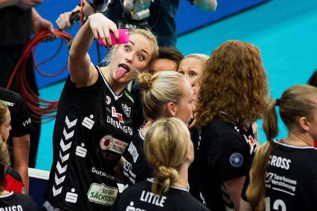 Mannheim Louisa Lippmann ( 8 Dresdner SC); Volleyball DVV-Pokalfinale 2016, SAP-Arena, Mannheim Deutschland, 20160228; Finale Herren: TV Ingersoll Buehl vs Berlin Recycling Volleys Copyright: Wuechner Eibner-Pressefoto EP_NWR