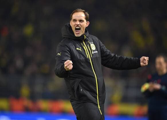 Thomas Tuchel - Stationen als Trainer, Borussia Dortmund 2015 - 2017 28.02.2016, Fussball, Saison 2015 2016, 1. Bundesliga, 23. Spieltag, Borussia Dortmund - TSG 1899 Hoffenheim, Jubel Trainer Thomas Tuchel (Borussia Dortmund)