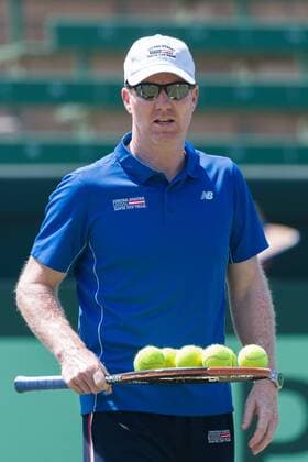 February 29, 2016: Jim Courier captain of the USA team at a practise session ahead of the BNP Paribas Davis Cup World Group first round tie between Australia and USA at Kooyong tennis club in Melbourne, Australia. Tennis 2016: Davis Cup Practise - ZUMAc04_