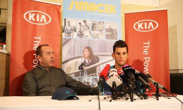 TENNIS - Dominic Thiem, press conference PK Pressekonferenz VIENNA,AUSTRIA,29.FEB.16 - TENNIS - Press conference of Dominic Thiem. Image shows Guenter Bresnik and Dominic Thiem (AUT). GEPAxpictures xPhilippxBrem