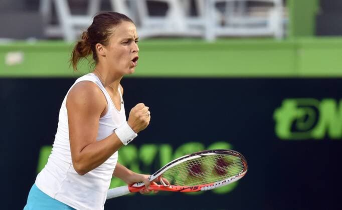 German Tatjana Maria celebrates a point against Croatian Mirjana Lucic during a match in the first day of the Monterrey Open in Mexico, on 29 February 2016. Monterrey Open !ACHTUNG: NUR REDAKTIONELLE NUTZUNG!  MEX01 20160301-635923942084187175