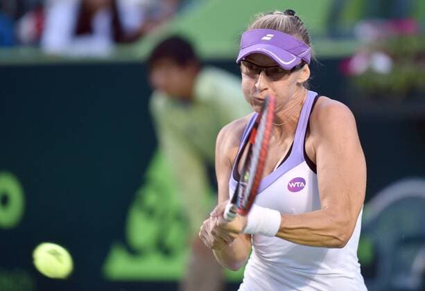 Croatian Mirjana Lucic returns the ball to German Tatjana Maria during a match in the first day of the Monterrey Open in Mexico, on 29 February 2016. Monterrey Open !ACHTUNG: NUR REDAKTIONELLE NUTZUNG!  MEX01 20160301-635923942714402935