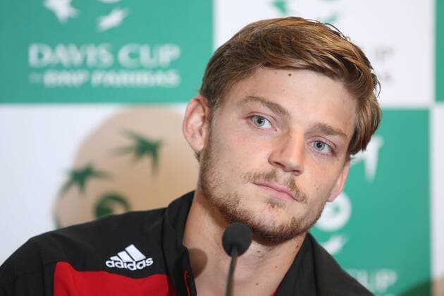 Belgian David Goffin pictured during a press conference PK Pressekonferenz of the Belgian team on the Davis Cup first round World Group meeting between Belgium and Croatia, Tuesday 01 March 2016, in Liege. The first round will be played from 04 to 06 March 2016 in Liege. BRUNOxFAHY  x04802506x