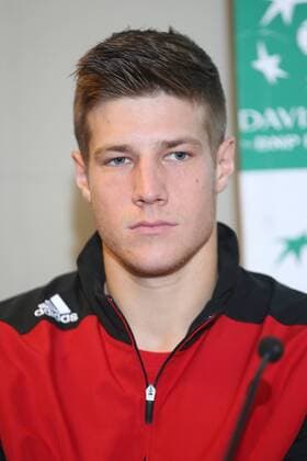 Belgian Joris De Loore pictured during a press conference PK Pressekonferenz of the Belgian team on the Davis Cup first round World Group meeting between Belgium and Croatia, Tuesday 01 March 2016, in Liege. The first round will be played from 04 to 06 March 2016 in Liege. BRUNOxFAHY  x04802519x