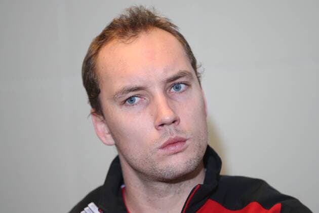 Belgian Steve Darcis pictured during a press conference PK Pressekonferenz of the Belgian team on the Davis Cup first round World Group meeting between Belgium and Croatia, Tuesday 01 March 2016, in Liege. The first round will be played from 04 to 06 March 2016 in Liege. BRUNOxFAHY  x04802552x