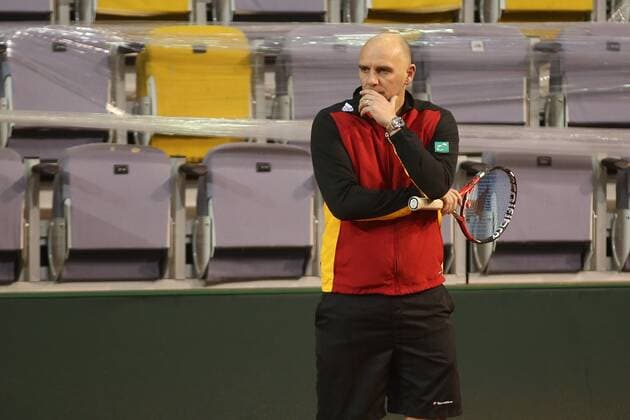 Davis Cup captain Johan Van Herck pictured after a press conference PK Pressekonferenz of the Belgian team on the Davis Cup first round World Group meeting between Belgium and Croatia, Tuesday 01 March 2016, in Liege. The first round will be played from 04 to 06 March 2016 in Liege. BRUNOxFAHY  x04802696x