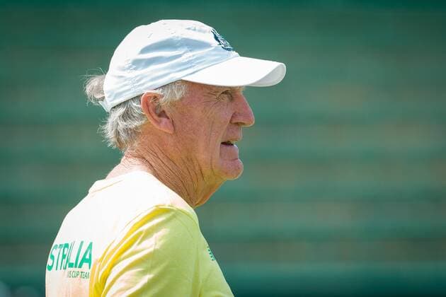 March 1, 2016: Tony Roche from the Australian team watches on at a practise session ahead of the BNP Paribas Davis Cup World Group first round tie between Australia and USA at Kooyong tennis club in Melbourne, Australia. Tennis 2016: Davis Cup Practise - AUS v USA - day 2 - ZUMAc04_