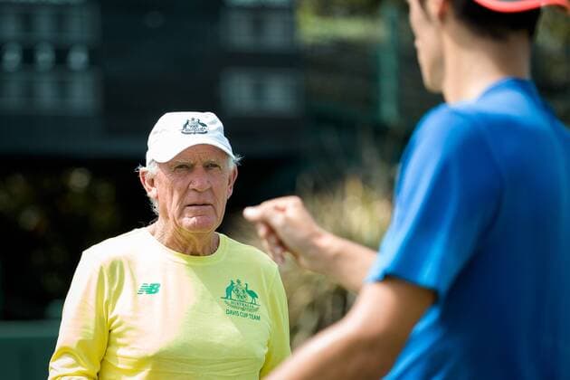 March 1, 2016: Tony Roche from the Australian team watches on at a practise session ahead of the BNP Paribas Davis Cup World Group first round tie between Australia and USA at Kooyong tennis club in Melbourne, Australia. Tennis 2016: Davis Cup Practise - AUS v USA - day 2 - ZUMAc04_