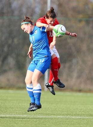 SOCCER - U19 test match, ladies, AUT vs FIN LINDABRUNN,AUSTRIA,02.MAR.16 - SOCCER - OEFB international match Länderspiel test match, Under 19, ladies, Austria vs Finland. Image shows Ida Laakkonen (FIN) and Duygu Karkac (AUT). GEPAxpictures xCh.xKelemen
