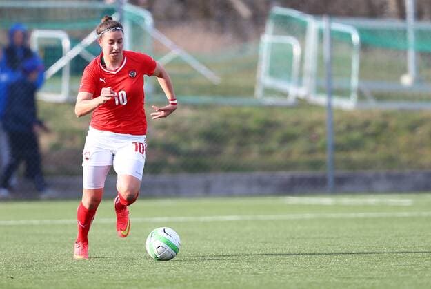 SOCCER - U19 test match, ladies, AUT vs FIN LINDABRUNN,AUSTRIA,02.MAR.16 - SOCCER - OEFB international match Länderspiel test match, Under 19, ladies, Austria vs Finland. Image shows Marina Georgieva (AUT). GEPAxpictures xCh.xKelemen