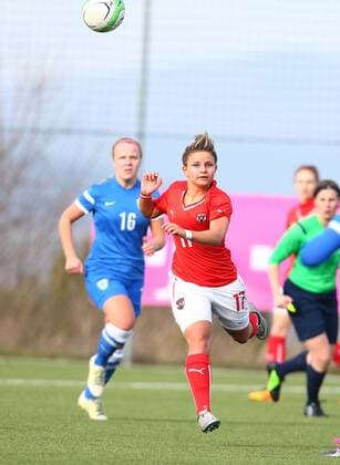 SOCCER - U19 test match, ladies, AUT vs FIN LINDABRUNN,AUSTRIA,02.MAR.16 - SOCCER - OEFB international match Länderspiel test match, Under 19, ladies, Austria vs Finland. Image shows Ivana Feric (AUT). GEPAxpictures xCh.xKelemen