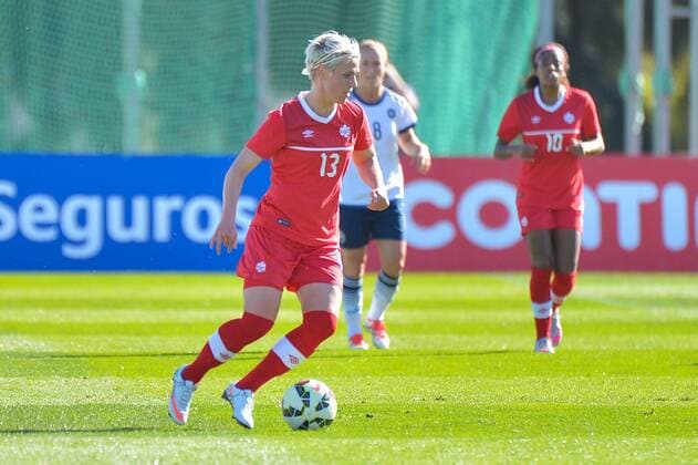 Sophie Schmidt (Kanada) Albufeira, Portugal, 02.03.2016 - Fussball, Frauenfussball, Algarve Cup 2016, Kanada - Dänemark, Fussball, Frauenfussball, Algarve Cup 2016, Kanada - Dänemark, xKLx